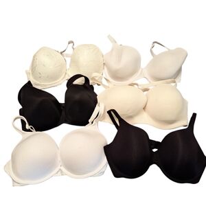Bras 36DD Asst. Styles Brands White, Beige, Black LOT OF 6